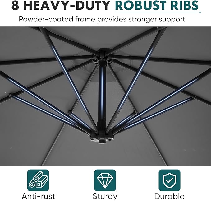 OLIXIS Offset Patio Umbrella, 9.7FT Cantilever Table Umbrellas - Image 4