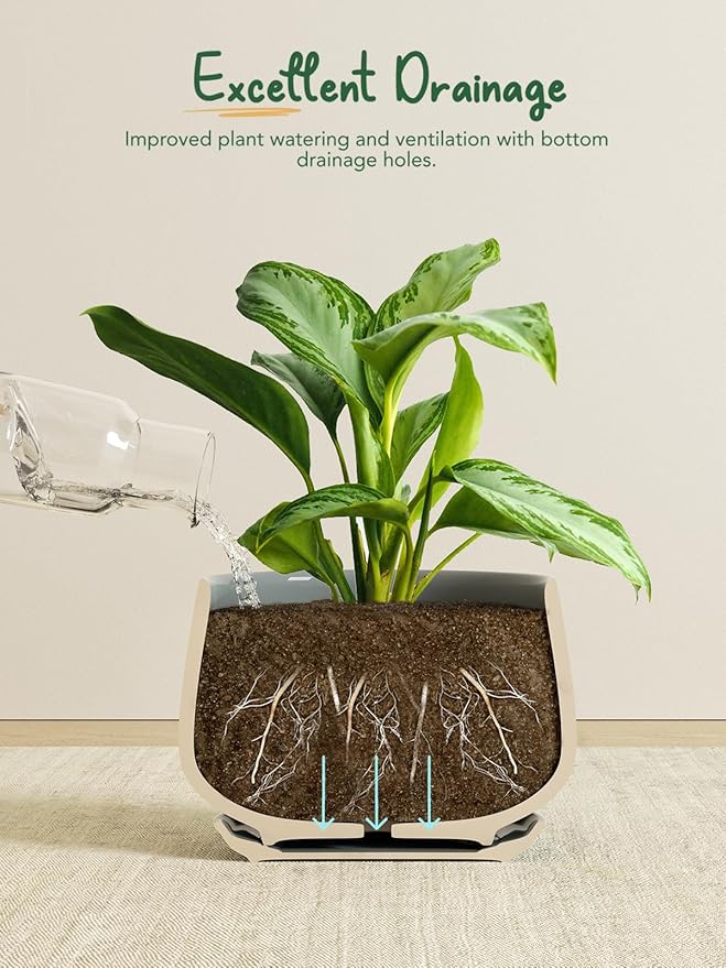LE TAUCI Plant Pots for Indoor Plants, 4.1+5.1+6.5 inch, Ceramic Planters - Image 3