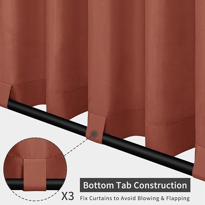 Easy-Going Outdoor Patio Curtains Detachable Tab Top Windproof Weatherproof - Image 3