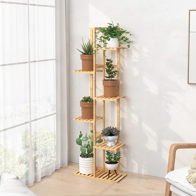 Laiensia Bamboo Plant Stand Rack 6 Tier, Indoor&Outdoor Planter Display Shelves - Image 2
