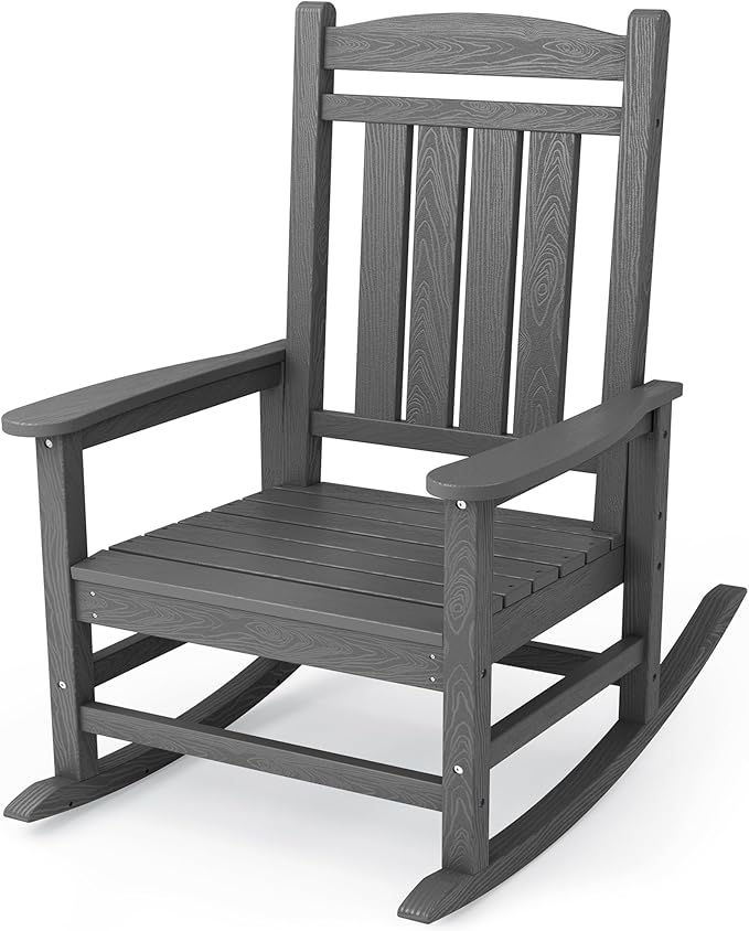 KINGYES HDPE Outdoor Rocking Chair, Widened Seat Patio Rocking Chair, Oversized by KINGYES