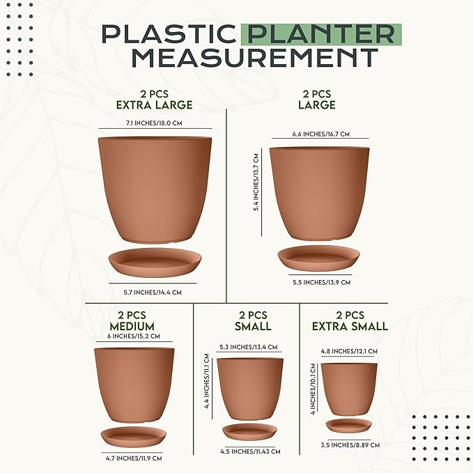 Utopia Home - Plant Pots Indoor - 7/6.6/6/5.3/4.8 Inches Home Decor Flower Pots - Image 2