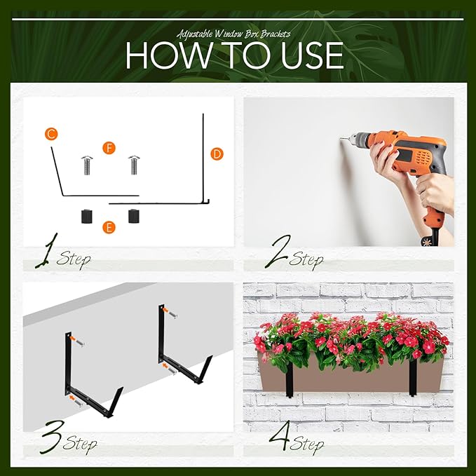 Layhit 10 Pcs Adjustable Planter Box Brackets Universal Heavy Duty Flower Box - Image 3