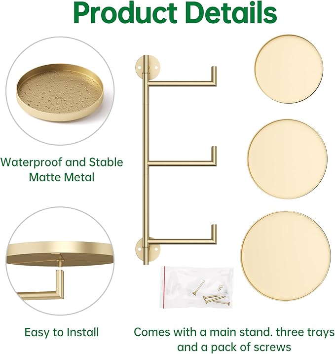 Rotating Window Shelves for Multiple Plants Indoor, 3-tier Metal Corner gold - Image 5