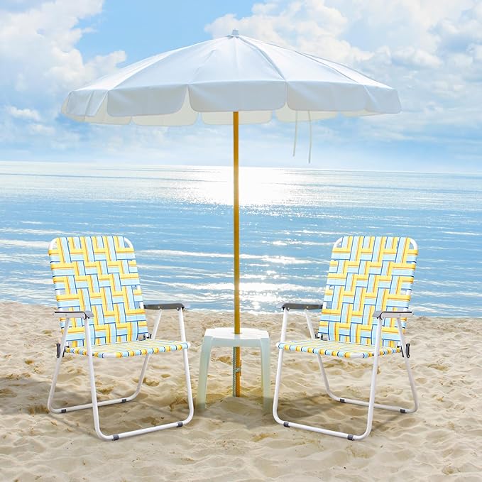 VINGLI Patio Lawn Webbed Folding Chairs Outdoor Beach Portable Camping Chair - Image 2