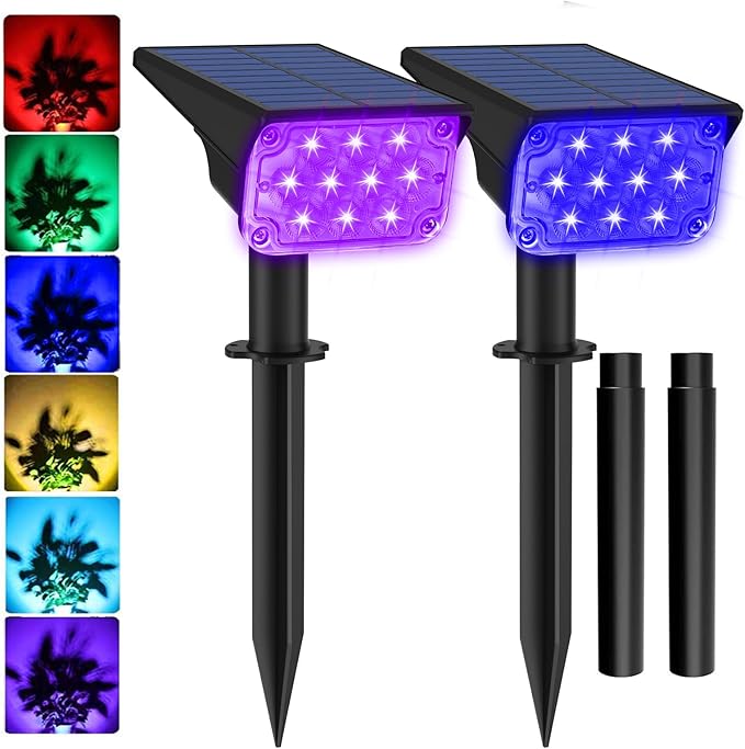 T-SUNUS RGB Solar Landscape Spotlights Christmas Outdoor IP65 Waterproof Color by T-SUNUSLighting