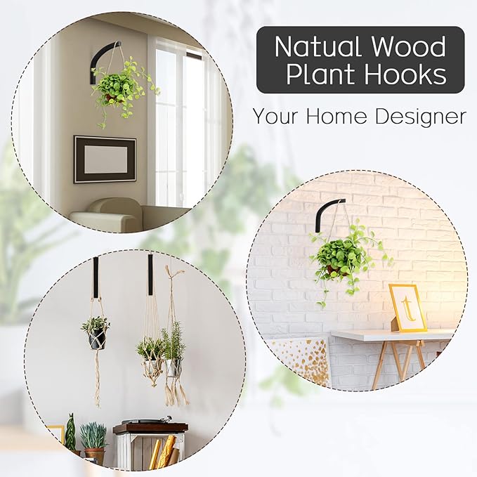 Juexica 4 Pcs Plant Hanger Wooden, 8 Inch Hanging Plant Hooks - Image 7