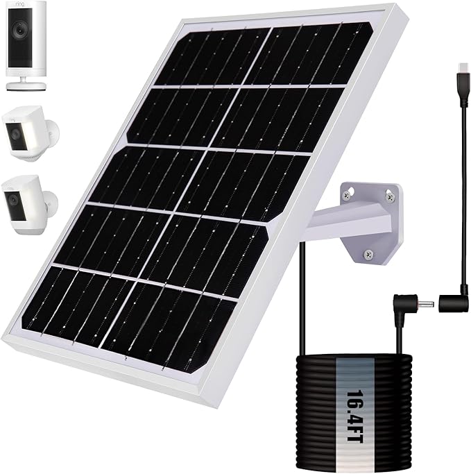 Solar Panel for Security Camera 2 in 1 Port 10W Ring Camera Solar Charger by Unknown