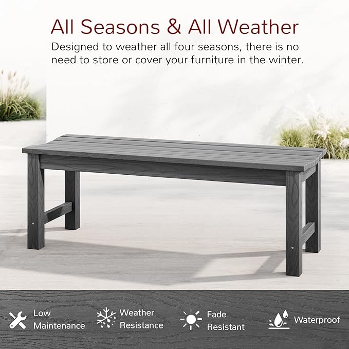 Stoog Outdoor Bench, 2-Person Outdoor Poly Lumber Backless Bench, Weatherproof - Image 4