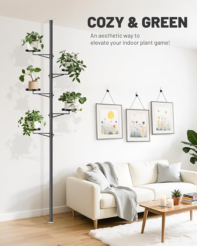 Tension Rod Plant Stand, 5 Tier Tension Pole Plant Stand - Image 4