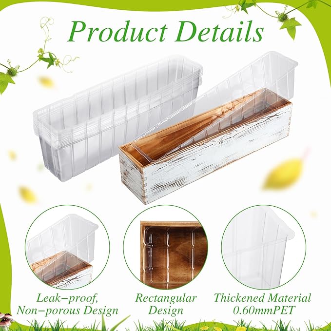 Domensi 25 Pcs Plastic Liners for Planters Planter Box Liner Clear Rectangular - Image 5