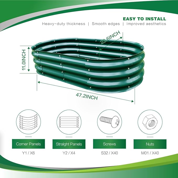 Gardmax Galvanized Raised Garden Bed, Lightweight Planter Boxes Outdoor - Image 3