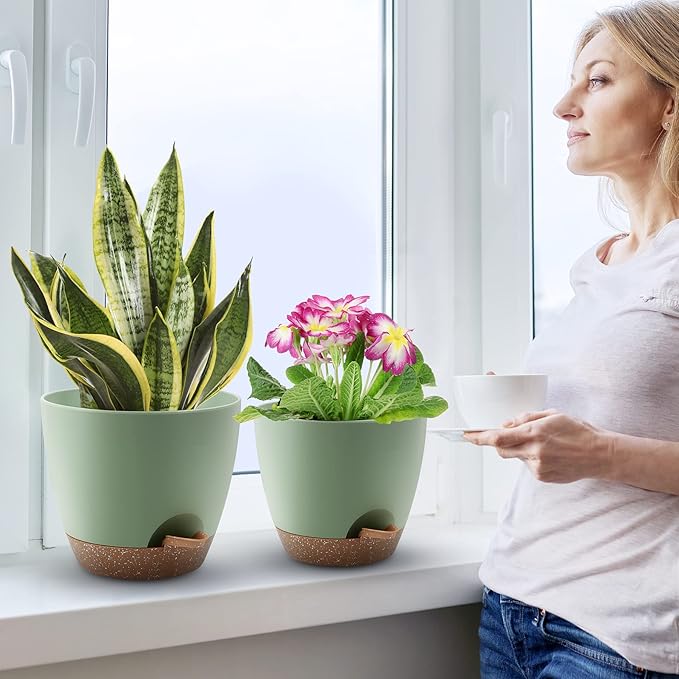 Plant Pots 10/9/8/7.5/7 Inch Self Watering Pots, Plastic Flower Pots, Nursery - Image 6