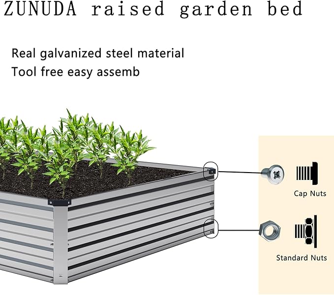 8×2×1FT Galvanized Raised Garden Bed Kit, Metal Planter Boxes，Large Outdoor - Image 3