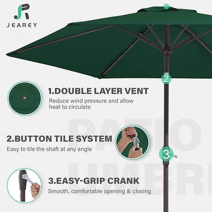 JEAREY 7.5FT Patio Umbrella Outdoor Market Umbrella - Image 7