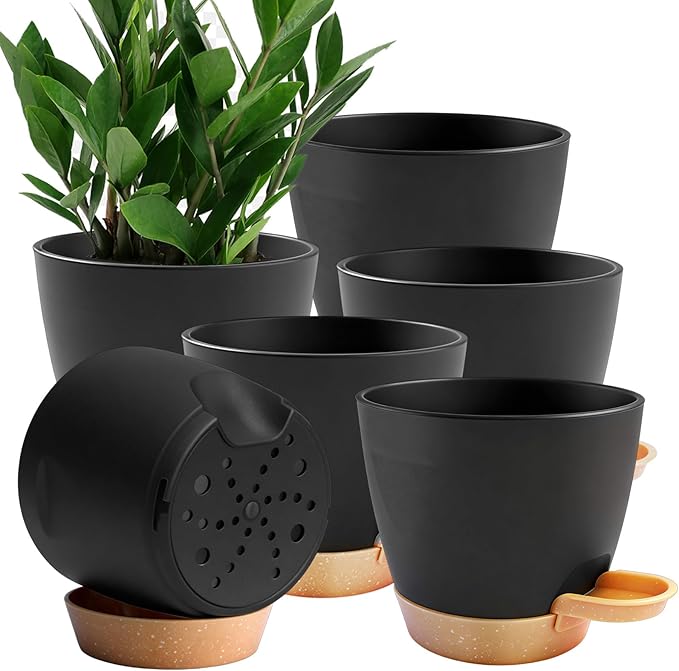 6-Pack Plant Pots with Drainage 7 Inch, Self Watering Pots by Unknown