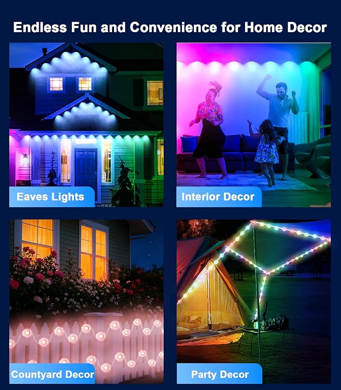 300FT Permanent Outdoor Lights for House, Smart Color Change Eaves LED Lights - Image 7