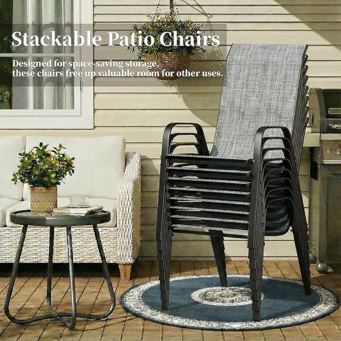 MAMIZO Patio Dining Chairs, Stackable All Weather Teslin Chair, Heavy Duty - Image 7