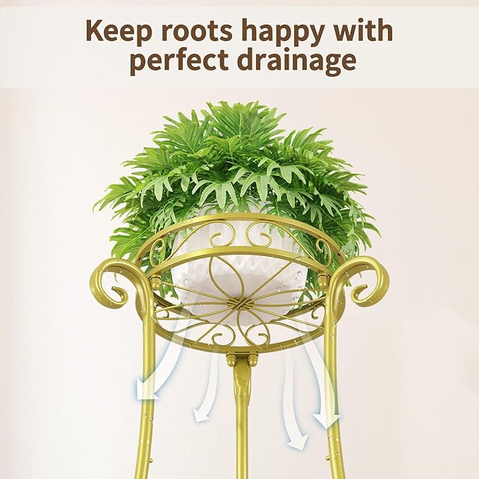 LASZOLA 2 Tier Gold Metal Plant Stand - Image 6