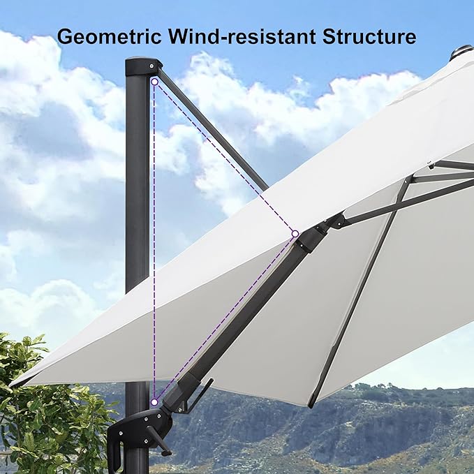 PURPLE LEAF 9.8' X 9.8' Left-right Tilting Patio Umbrella Outdoor Cantilever - Image 9