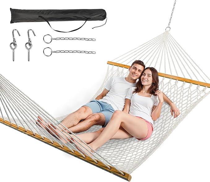 Double Hammock for 2 Person, Handwoven Rope Hammock by ANAGOO