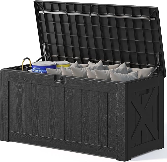 Patiowell 120 Gallon Large Deck Box, Outdoor Lockable Storage Box by Patiowell