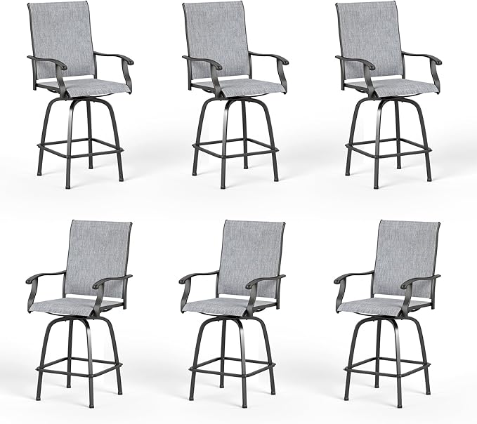 PHI VILLA Outdoor Swivel Patio Bar Stools Set of 6, 30 Inch Bar Height Tall by PHIVILLAThepioneerofcomfortablehouseholdsupplies