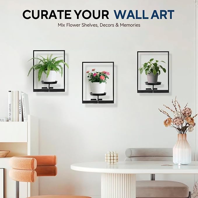 3 Pack Black Metal Indoor Window Plant Shelves Hanging Plant Shelves Picture - Image 7