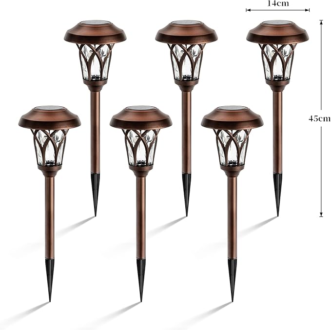 GIGALUMI 6 Pack Solar Pathway Lights Outdoor, Metal Glass & ABS Solar Landscape - Image 3