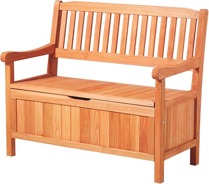 VEVOR Outdoor Storage Bench, 2-Person Wooden Storage Bench, 33 Gallons Deck Box - Image 9