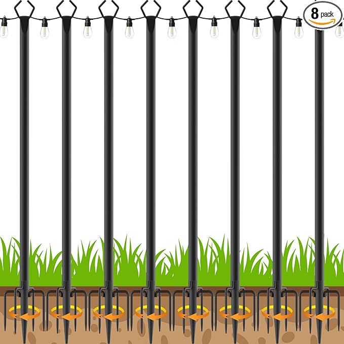 AILBTON 8 Pack 10Ft String Light Poles, Light Poles by AILBTON