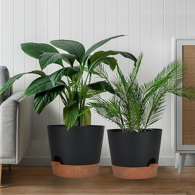 12inch Large Self Watering Plant Pot, Plastic Cylinder Planter - Image 3