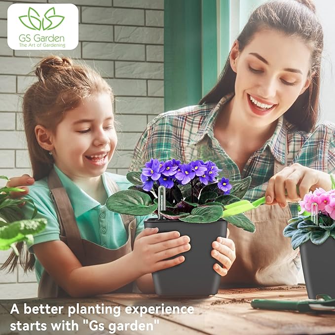 Self Watering Planters for Indoor Plants : 5 inch 6 Pack Grey Planter - Image 2
