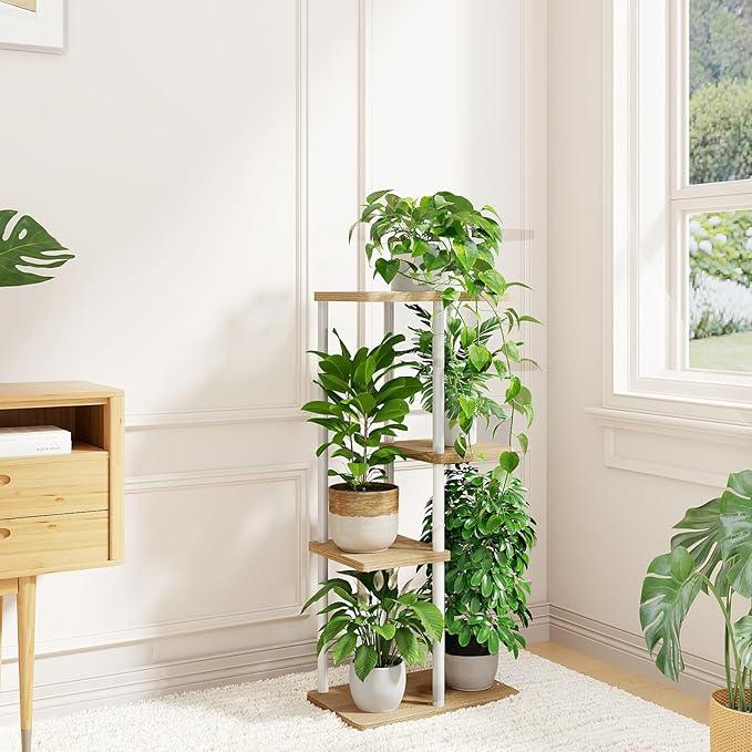 Bamworld Plant Stand Indoor, Corner 4 Tier Metal Plant Shelf - Image 2