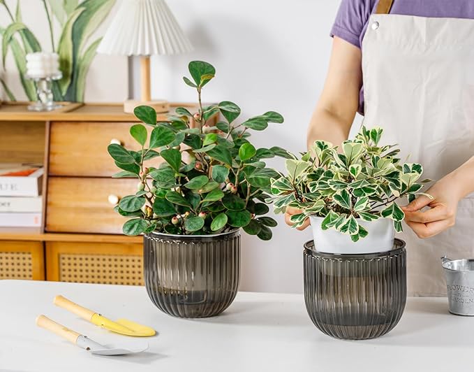 Melphoe Self Watering Pots for Indoor Plants Planter, 6.5 Inch 2 Pack Planters - Image 2