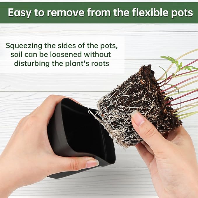 BTPLASTIK Square Nursery Pots 2.7 Inch 180 Pcs, Plastic Small Flower Pots - Image 3
