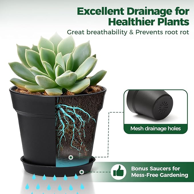 T4U 4 Inch Plant Pots 8-Pack, Small Flower Pots - Image 4