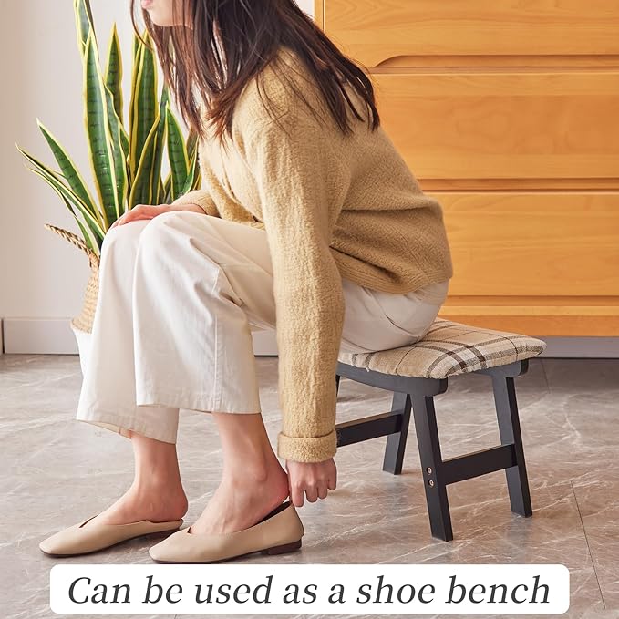 Foot Stool, Bamboo Small Sofa Foot Rest Under Desk, Extra Seating - Image 6