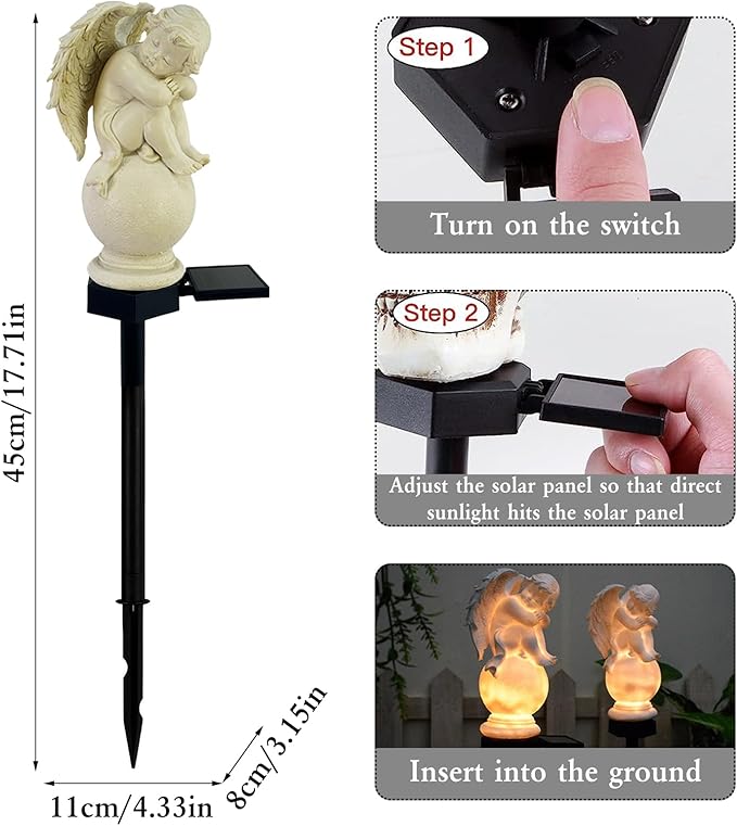 Solar Garden Angel Lights, Waterproof Outdoor Garden Angels Statue Decorations - Image 4