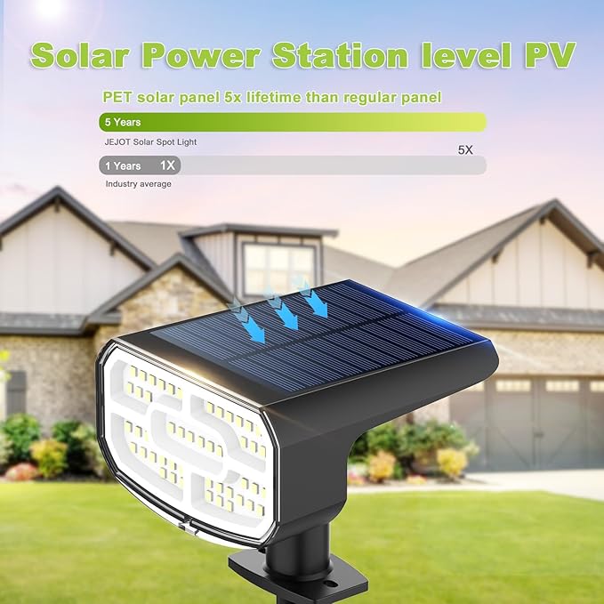DAMINY Solar Spotlights Waterproof IP65, Auto On/Off, 3000K 2 Lighting Modes - Image 4