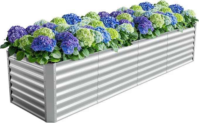 8X2X2ft Galvanized Raised Garden Bed, Outdoor Planter Box Metal Patio Kit by Anmiro