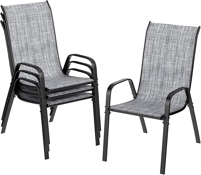 TLSUNNY Patio Chairs, Stackable Textilene Outdoor Dining Furniture by TLSUNNY