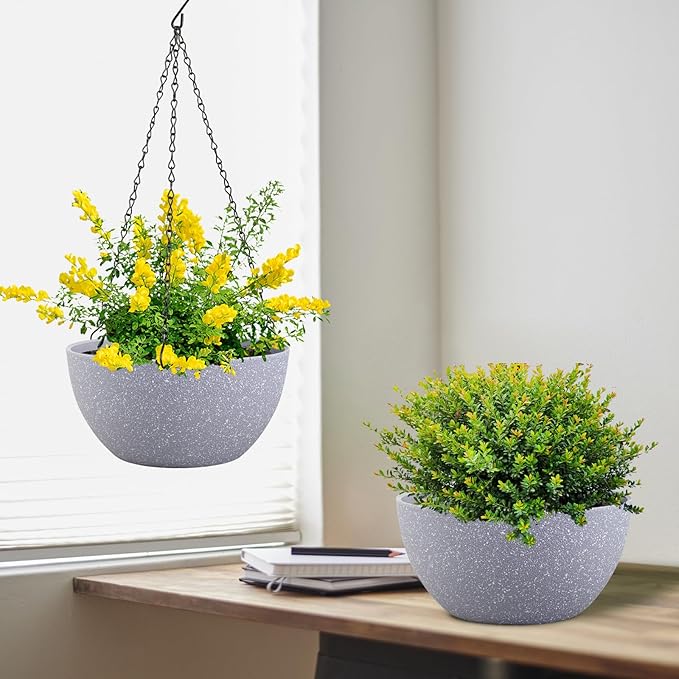 10 inch Hanging Planters for Indoor Outdoor Plants, 2 Pack Hanging Flower Pots - Image 5