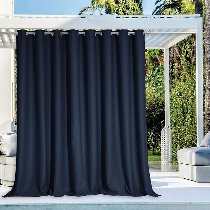 NICETOWN Patio Door Navy Blue Curtains Waterproof 95" Length, Thermal Insulated by NICETOWN