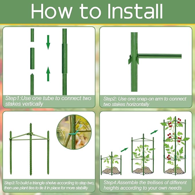 Halatool 4 Pack Tomato Cages for Garden, Garden Stakes Tomato Trellis for Pots - Image 4