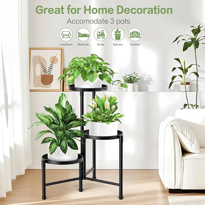 3 Tier Metal Corner Plant Stand Indoor Outdoor, Heightened widened 30'' Tall - Image 8