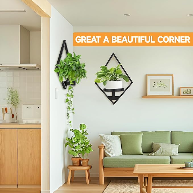 Wall Plant Holder, 2 Pack Metal Floating Shelves Indoor, Window Sill Plant Shelf - Image 6