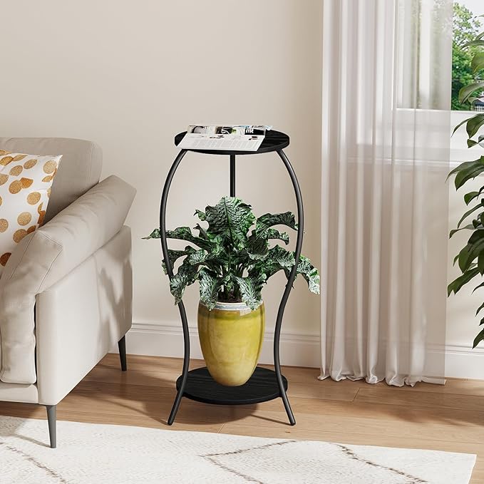 Plant Stand Indoor, 2 Tier Round Tall Plant Stand, Flower Pot Stand, Plant - Image 4
