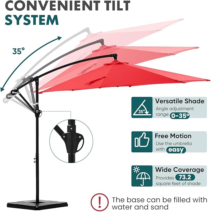 OLIXIS Offset Patio Umbrella, 9.7FT Cantilever Table Umbrellas - Image 3