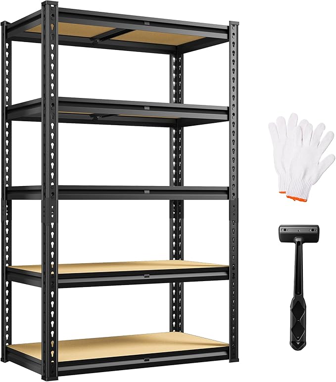 5 Tier Garage Shelving 2020LBS Storage Shelves, Adjustable Heavy Duty Metal by REIBII
